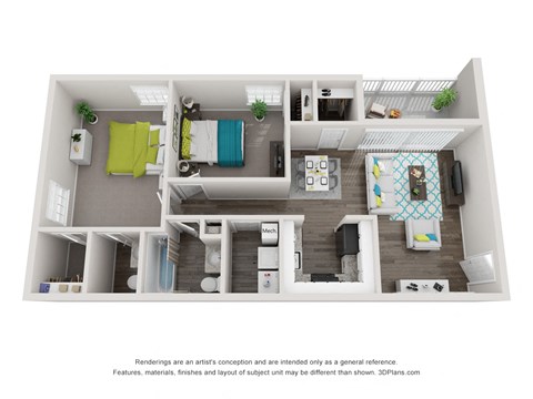 Floor plan for 2 beds, 1.5 baths, 936 sqft